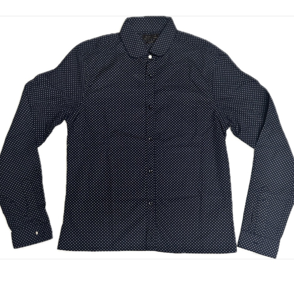 Zara Man Slim Fit Blue with white Patterns Button up (Size: Medium)